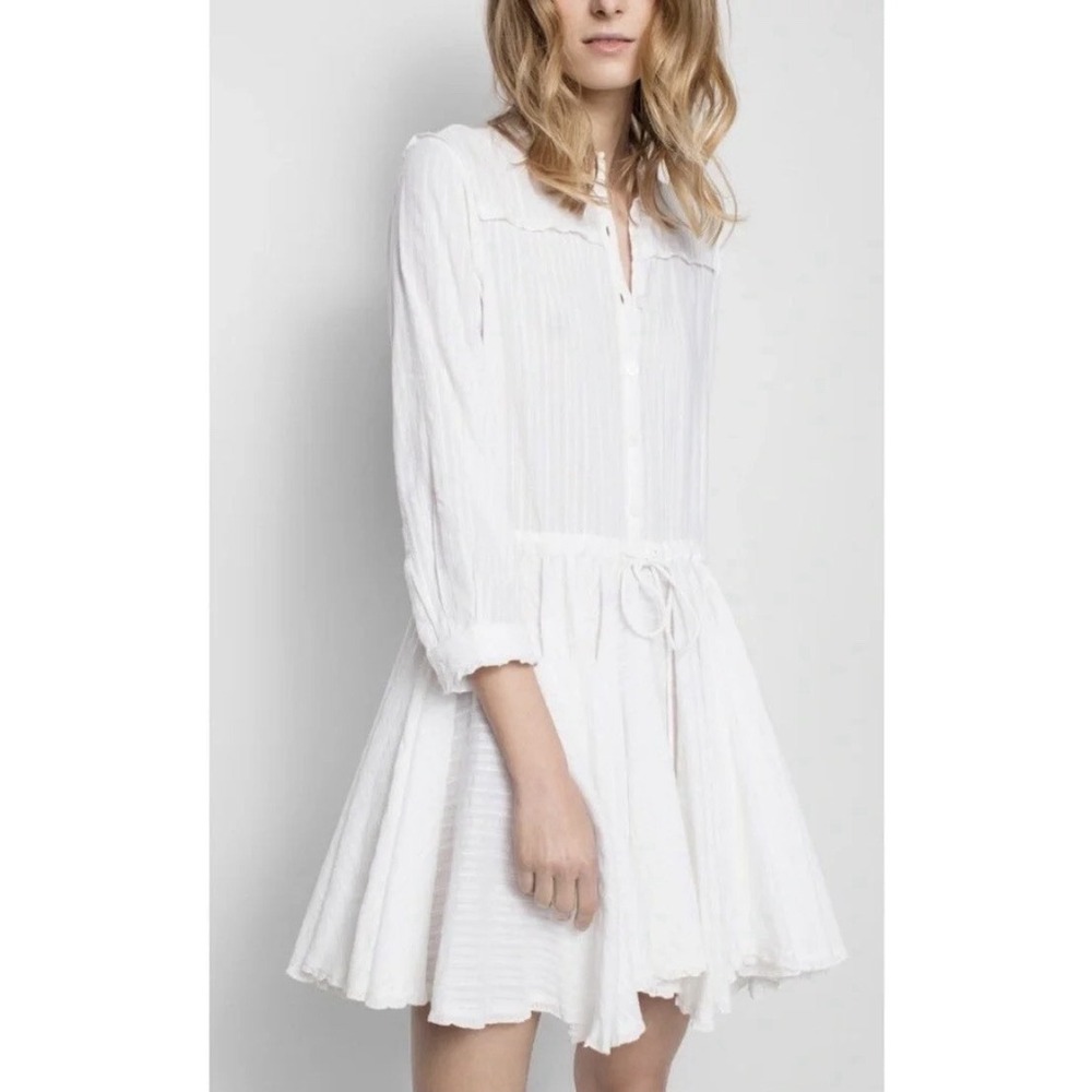 Zadig & Voltaire Ranil Mini Dress Women S White French Girl Boho Coquette Boho